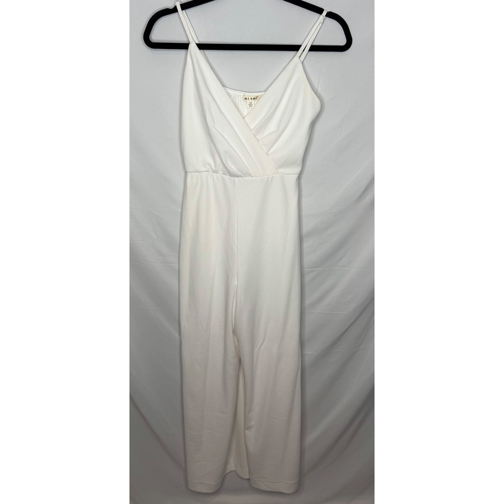 Mi ami White Wide Leg Jumpsuit XS Sleeveless Faux Wrap Bridal Wedding Beach